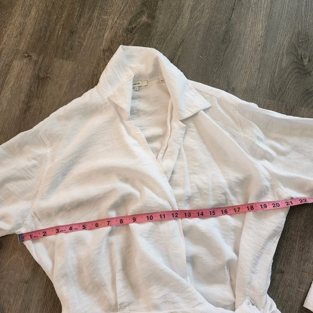 Vince White Wrap Shirt Dress XL Long Sleeve Quiet Luxury Minimalist‎ Resortwear - Picture 14 of 16